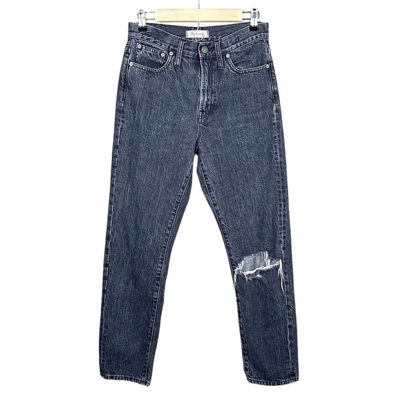 MADEWELL The Perfect Vintage High Rise Jean in Roxstone Wash Knee-Rip Edition - Picture 4 of 16